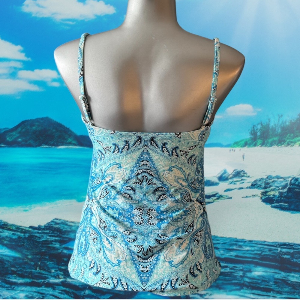 2 for $30 | Blue Paisley Tankini Top - Picture 3 of 14